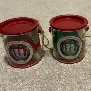 (2) Red and Green Snowman Handprint Ornament Kit